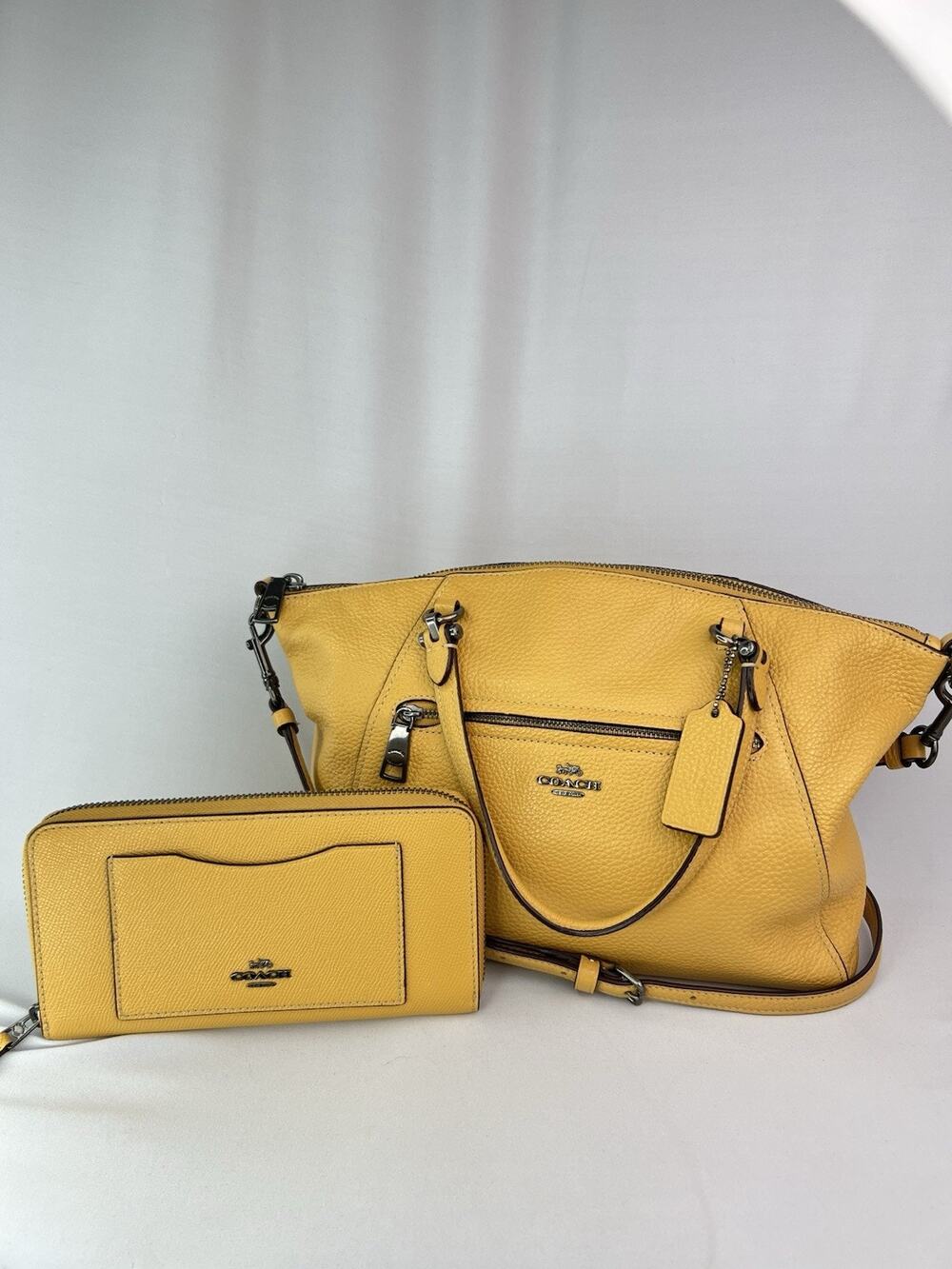 COACH Yellow Prairie Satchel Bag & Matching Accordion Zip Wallet Set